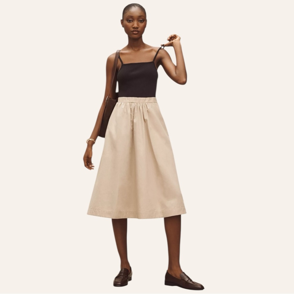Maeve Sleeveless Adjustable Rib Pocketed Poplin Twofer Midi Dress - XS